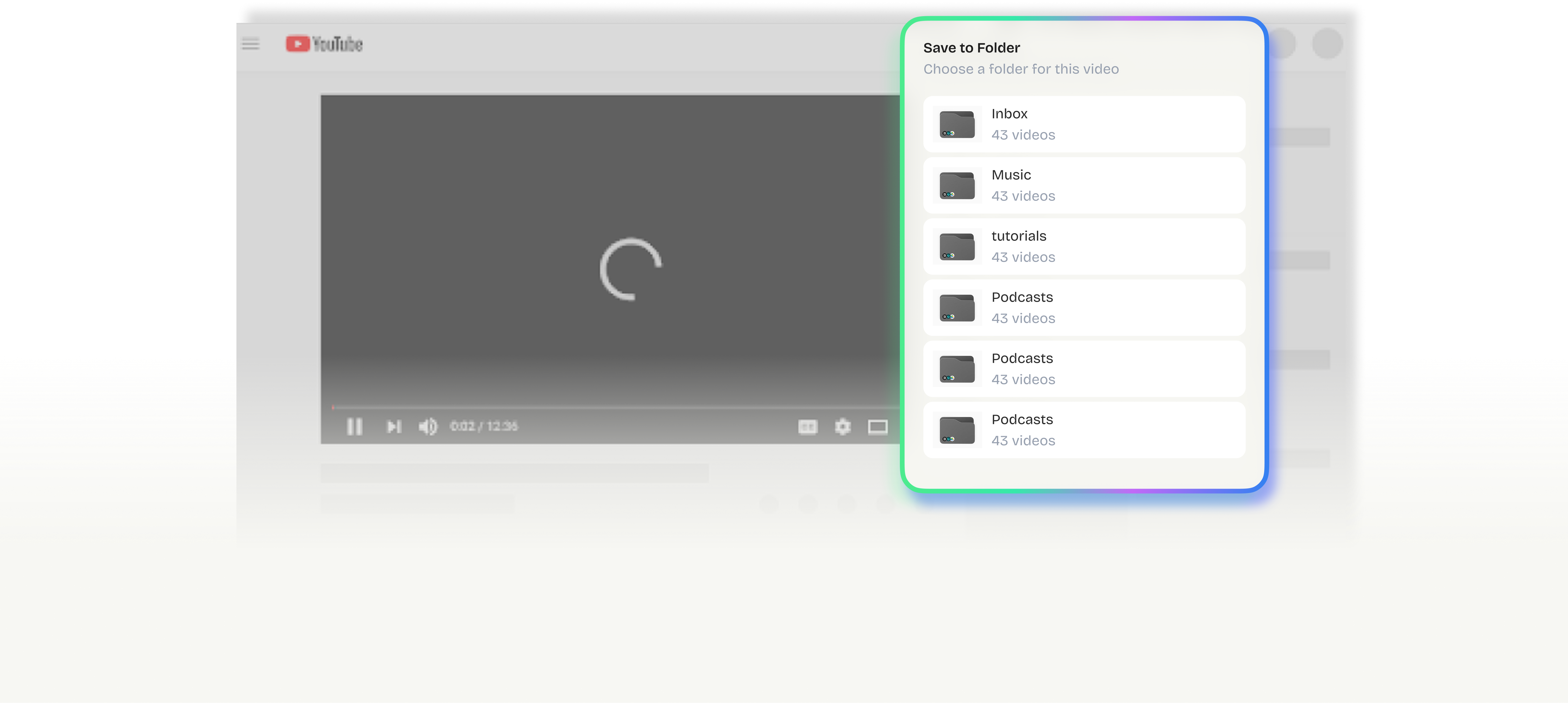 Save to Folder — choose a folder for this video
